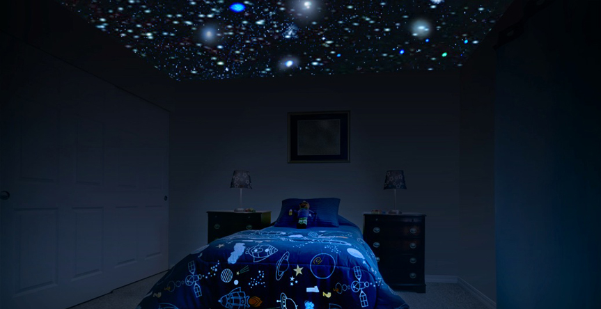 Glow in the dark moon + star stickers kit + UV blacklight - Image 2