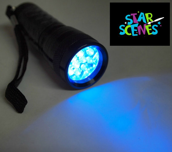Glow in the dark moon + star stickers kit + UV blacklight - Image 5
